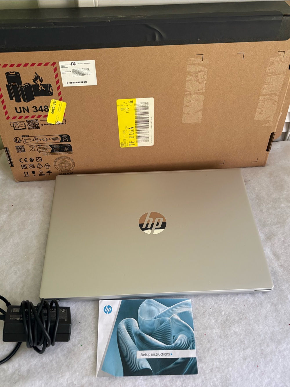 HP Silver Laptop with Charger, Manual and Box